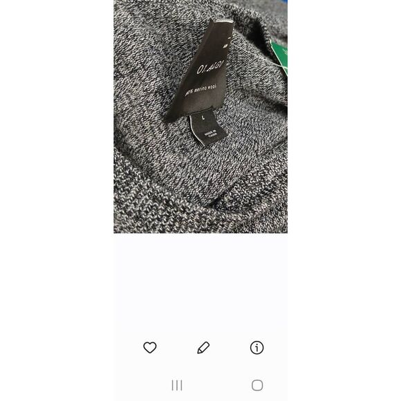 Mens large 100% merino wool sweater dark gray Grey  01 algo crewneck soft - Picture 9 of 9